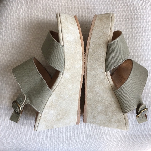 A.P.C. Platform Canvas & Suede Wedges, Size 7.5 - Picture 5 of 8